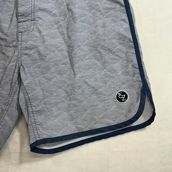 Ezekiel 36 Men's Swim Board Shorts Trunks Hook Loop Pocket Geometric Blue Beach - Picture 5 of 9